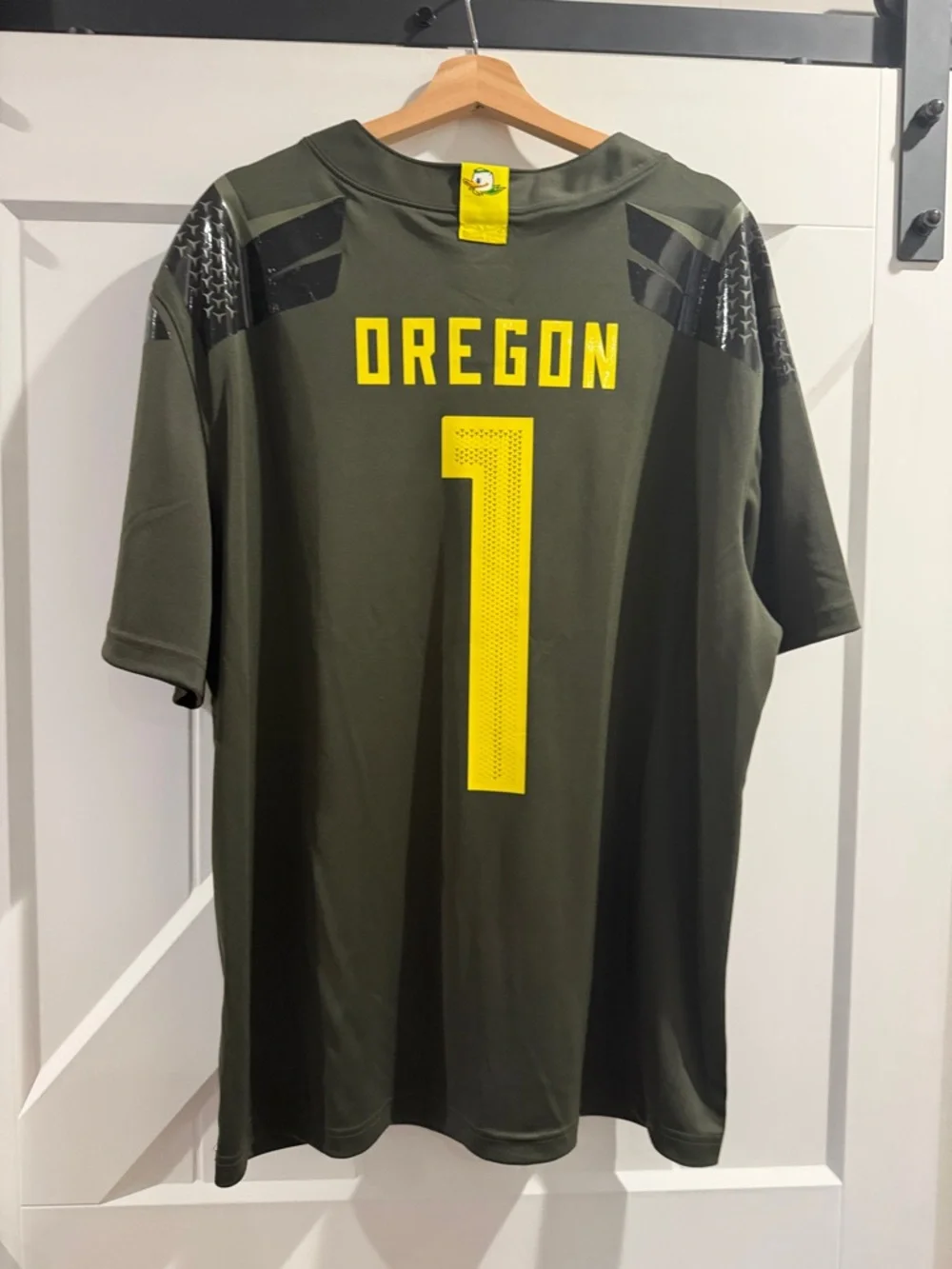 Nike Men’s Football Jersey - Olive Green with Yellow Accents - Picture 4 of 6